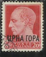 MONTENEGRO 1941 IMPERIALE SOPRASTAMPATO D´ITALIA ITALY OVERPRINTED CENT. 20 C USATO USED OBLITERE´ - Montenegro