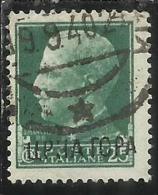 MONTENEGRO 1941 IMPERIALE SOPRASTAMPATO D´ITALIA ITALY OVERPRINTED CENT. 25 C USATO USED OBLITERE´ - Montenegro