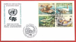 ONU GINEVRA FDC - 2000 - Specie In Via D´estinzione - 0,90 Fr. X 4 - Michel NT-GE 385-388 - FDC