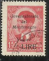 MONTENEGRO 1942 SOPRASTAMPA NERA BLACK OVERPRINTED VALORE LIRE 1,50 D USATO USED OBLITERE´ - Montenegro