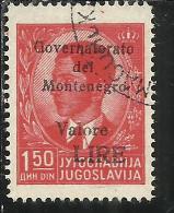 MONTENEGRO 1942 SOPRASTAMPA NERA BLACK OVERPRINTED VALORE LIRE 1,50 D USATO USED OBLITERE´ - Montenegro