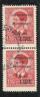 MONTENEGRO 1942 SOPRASTAMPA NERA BLACK OVERPRINTED VALORE LIRE 1,50 D COPPIA USATA PAIR USED OBLITERE' - Montenegro