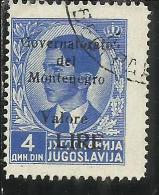 MONTENEGRO 1942 SOPRASTAMPA NERA BLACK OVERPRINTED VALORE LIRE 4 D USATO USED OBLITERE´ - Montenegro