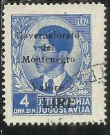 MONTENEGRO 1942 SOPRASTAMPA NERA BLACK OVERPRINTED VALORE LIRE 4 D USATO USED OBLITERE´ - Montenegro