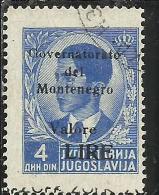 MONTENEGRO 1942 SOPRASTAMPA NERA BLACK OVERPRINTED VALORE LIRE 4 D USATO USED OBLITERE´ - Montenegro