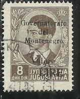 MONTENEGRO 1942 SOPRASTAMPA NERA BLACK OVERPRINTED VALORE LIRE 8 D USATO USED OBLITERE´ - Montenegro