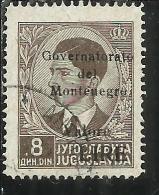 MONTENEGRO 1942 SOPRASTAMPA NERA BLACK OVERPRINTED VALORE LIRE 8 D USATO USED OBLITERE´ - Montenegro