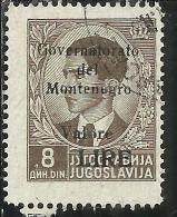 MONTENEGRO 1942 SOPRASTAMPA NERA BLACK OVERPRINTED VALORE LIRE 8 D USATO USED OBLITERE´ - Montenegro