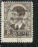 MONTENEGRO 1942 SOPRASTAMPA NERA BLACK OVERPRINTED VALORE LIRE 8 D USATO USED OBLITERE´ - Montenegro
