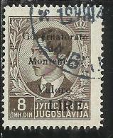 MONTENEGRO 1942 SOPRASTAMPA NERA BLACK OVERPRINTED VALORE LIRE 8 D USATO USED OBLITERE´ - Montenegro