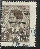 MONTENEGRO 1942 SOPRASTAMPA NERA BLACK OVERPRINTED VALORE LIRE 8 D USATO USED OBLITERE´ - Montenegro