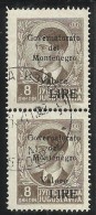 MONTENEGRO 1942 SOPRASTAMPA NERA BLACK OVERPRINTED VALORE LIRE 8 D COPPIA USATA PAIR USED OBLITERE´ - Montenegro