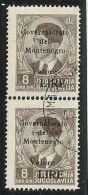 MONTENEGRO 1942 SOPRASTAMPA NERA BLACK OVERPRINTED VALORE LIRE 8 D COPPIA USATA PAIR USED OBLITERE´ - Montenegro