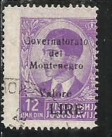 MONTENEGRO 1942 SOPRASTAMPA NERA BLACK OVERPRINTED VALORE LIRE 12 D USATO USED OBLITERE´ - Montenegro