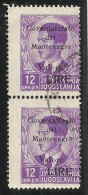 MONTENEGRO 1942 SOPRASTAMPA NERA BLACK OVERPRINTED VALORE LIRE 12 D COPPIA USATA PAIR USED OBLITERE´ - Montenegro