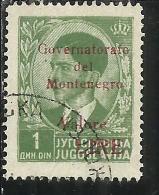 OCCUPAZIONE ITALIANA MONTENEGRO 1942 GOVERNATORATO RED OVERPRINTED SOPRASTAMPA ROSSA LIRE 1 D USED - Montenegro