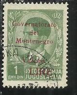 OCCUPAZIONE ITALIANA MONTENEGRO 1942 GOVERNATORATO RED OVERPRINTED SOPRASTAMPA ROSSA LIRE 1 D USED - Montenegro