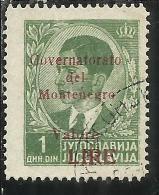 OCCUPAZIONE ITALIANA MONTENEGRO 1942 GOVERNATORATO RED OVERPRINTED SOPRASTAMPA ROSSA LIRE 1 D USED - Montenegro