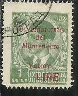 OCCUPAZIONE ITALIANA MONTENEGRO 1942 GOVERNATORATO RED OVERPRINTED SOPRASTAMPA ROSSA LIRE 1 D USED - Montenegro