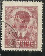 OCCUPAZIONE ITALIANA MONTENEGRO 1942 GOVERNATORATO RED OVERPRINTED SOPRASTAMPA ROSSA LIRE 3 D USED - Montenegro