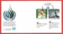 ONU GINEVRA FDC - 1989 - Dichiarazione Dei Diritti Dell'Uomo - 0,35 + 0,80 Fr. - Michel NT-GE 180a-181a - FDC