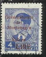 MONTENEGRO 1942 SOPRASTAMPA ROSSA RED OVERPRINTED VALORE LIRE 4 D USATO USED OBLITERE´ - Montenegro