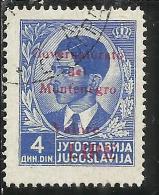 MONTENEGRO 1942 SOPRASTAMPA ROSSA RED OVERPRINTED VALORE LIRE 4 D USATO USED OBLITERE´ - Montenegro