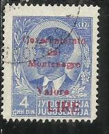 MONTENEGRO 1942 SOPRASTAMPA ROSSA RED OVERPRINTED VALORE LIRE 4 D USATO USED OBLITERE´ - Montenegro