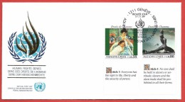 ONU GINEVRA FDC - 1989 - Dichiarazione Dei Diritti Dell´Uomo - 0,35 + 0,80 Fr. - Michel NT-GE 180c-181c - FDC