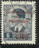 OCCUPAZIONE ITALIANA MONTENEGRO 1942 GOVERNATORATO RED OVERPRINTED SOPRASTAMPA ROSSA LIRE 6 D USATO USED OBLITERE´ - Montenegro