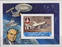COMORO ISLANDS 1981 Space 500F IMPERF.sheetlet     [non Dentelé,Geschnitten,no Dentado,non Dentellato] - Etats-Unis