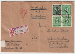1948, Reco-Rückschein-Brief ,portogerecht ! #2402 - Covers & Documents