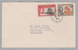 OZ Gilbert&Ellice Island 1963-03-21Abaokoro (Tarawa) Brief über Honiara Nach Wahrconga NSW Australien - Isole Gilbert Ed Ellice (...-1979)