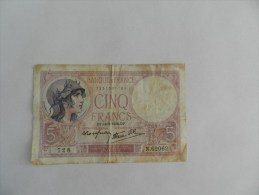 Billet 5 Francs  Du 14-9-1939   N 62062 - 5 F 1917-1940 ''Violet''
