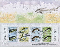 BG-2004-u18    Bulgaria / Bulgarie  2004  WWF - FISH ( Hausen ) Booklet - Used /oblitere (O) II- On The Rear Side Below - Used Stamps