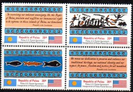 Palau 1983 Postal Independence Block Of 4, MNH - Palau