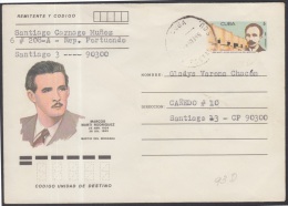 1985-EP-60 CUBA 1985. Ed.197h. POSTAL STATIONERY. MARTIRES DEL MONCADA. MARCOS MARTI RODRIGUEZ. ZONA POSTAL I. USED. - Covers & Documents