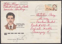 1986-EP-106 CUBA 1986. Ed.199f. POSTAL STATIONERY. MARTIRES DEL MONCADA. REEMBERTO ALEMAN. STGO DE CUBA. USED. - Storia Postale