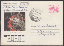 1990-EP-66 CUBA 1990. Ed.210c. POSTAL STATIONERY. ENTERO POSTAL. MARISCOS. FISH. CORAL DE LOS CANARREOS . TRINIDAD. USED - Briefe U. Dokumente