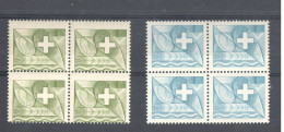 SWITZERLAND 1956 * 2 Blocks Of 4 Dummy Stamps * Blue And Green * Specimen Essai Essay Proof Trial Prueba Probedruck Test - Abarten