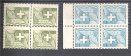 SWITZERLAND 1956 * 2 Blocks Of 4 Dummy Stamps * Blue And Green * Specimen Essai Essay Proof Trial Prueba Probedruck Test - Variétés