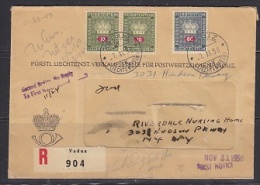 Liechtenstein 1950 Service / Dienst 3v On Registred Letter To New York (F3857) - Official
