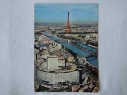 France Paris La Maison De La Radio La Seine Et La Tour Eiffel 1966 A 22 - Cartas Panorámicas