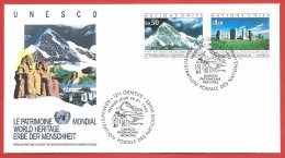 ONU GINEVRA FDC - 1992 - Patrimonio UNESCO - Stonehenge Mount Everest - 0,50 + 1,10 Fr. - Michel NT-GE 210-211 - FDC