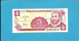 NICARAGUA - 5 Centavos - ND ( 1991 )  - P 168 - UNC. - Serie A/D - 2 Scans - Nicaragua