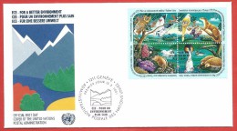 ONU GINEVRA FDC - 1991 - Per Un Ambiente Più Sano - Animali Esotici - 0,90 Fr. X 4 - Michel NT-GE 194-197 - FDC