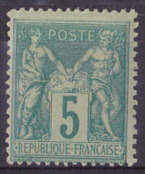 France N°75 - 5c Vert - Neuf * - TB - 1876-1898 Sage (Type II)