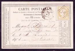 France N°55 Sur CP Précurseur N°18 - B/TB - 1871-1875 Ceres