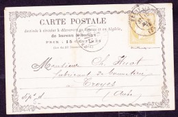 France N°59 Sur CP Précurseur N°12 - TB - 1871-1875 Cérès