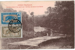 Carte Postale Ancienne De CONGO - CONSTRUCTION D'UN PONT SUR L'ALIMA EN AMONT DE DIELLE - Other & Unclassified